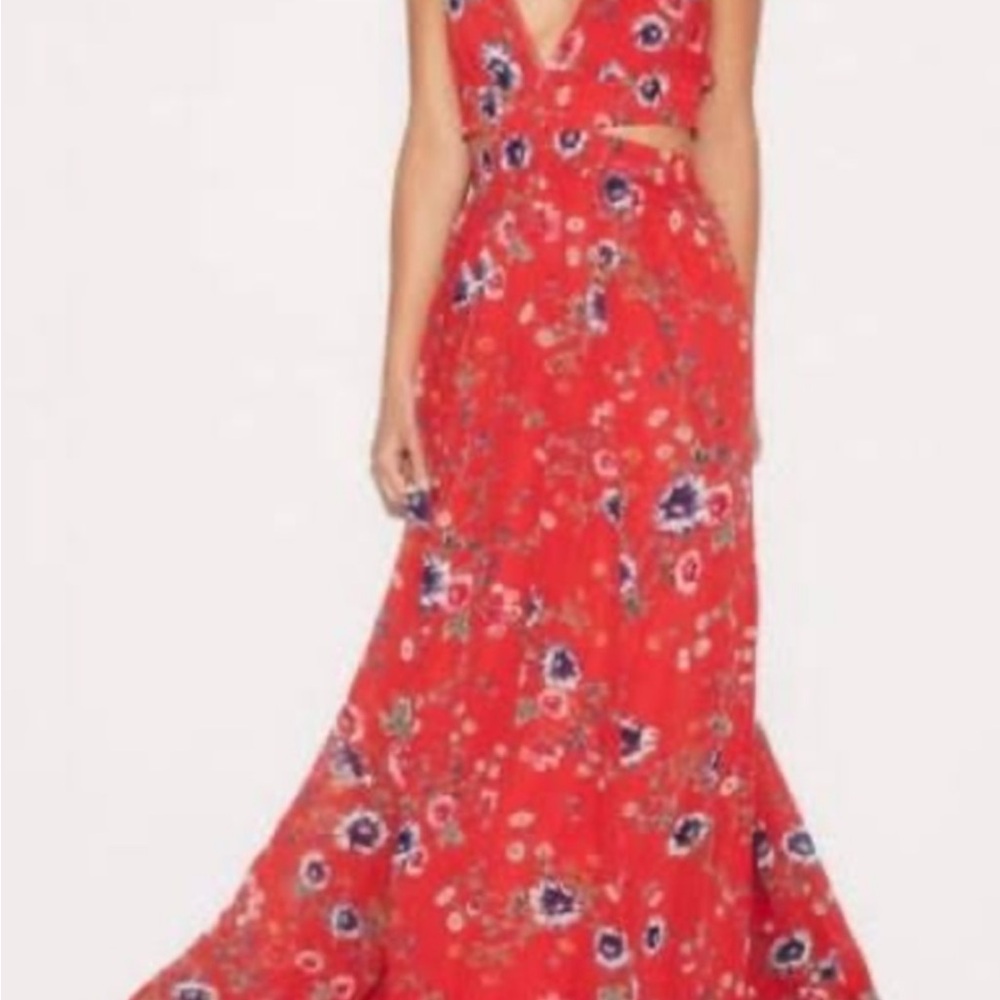 Express Red Floral Maxi Dress